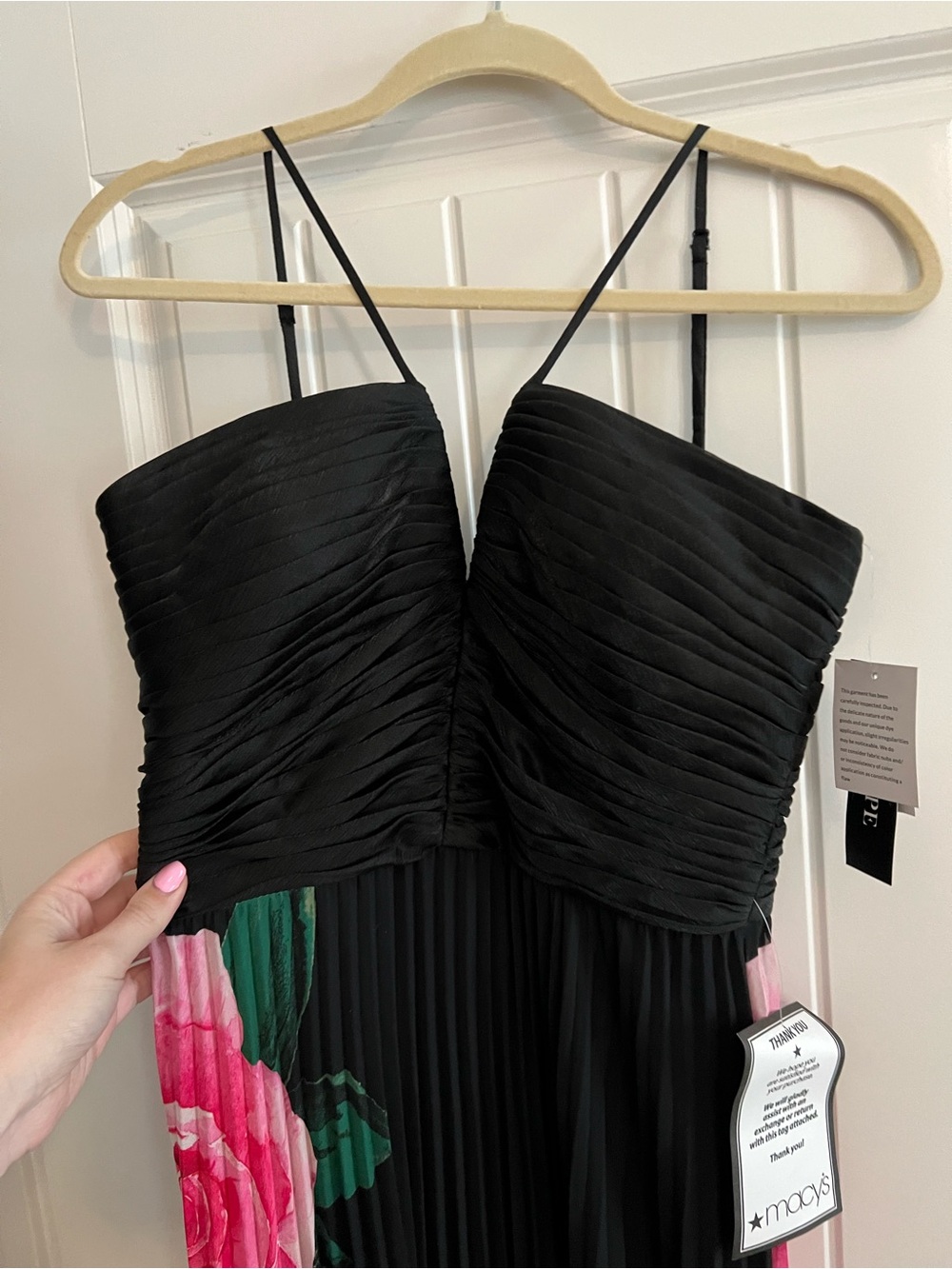 Xscape Black Maxi Dress with Large Pink Rose Print - Picture 4 of 12